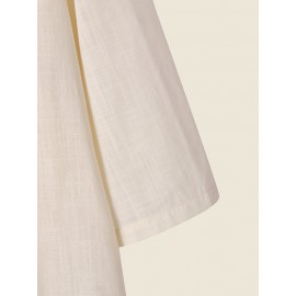 Women Plain Notched Neck Casual 3/4 Sleeve Blouse