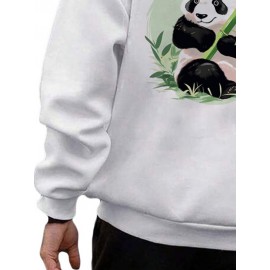 Mens Panda Bamboo Back Print Long Sleeve Loose Hoodies Winter